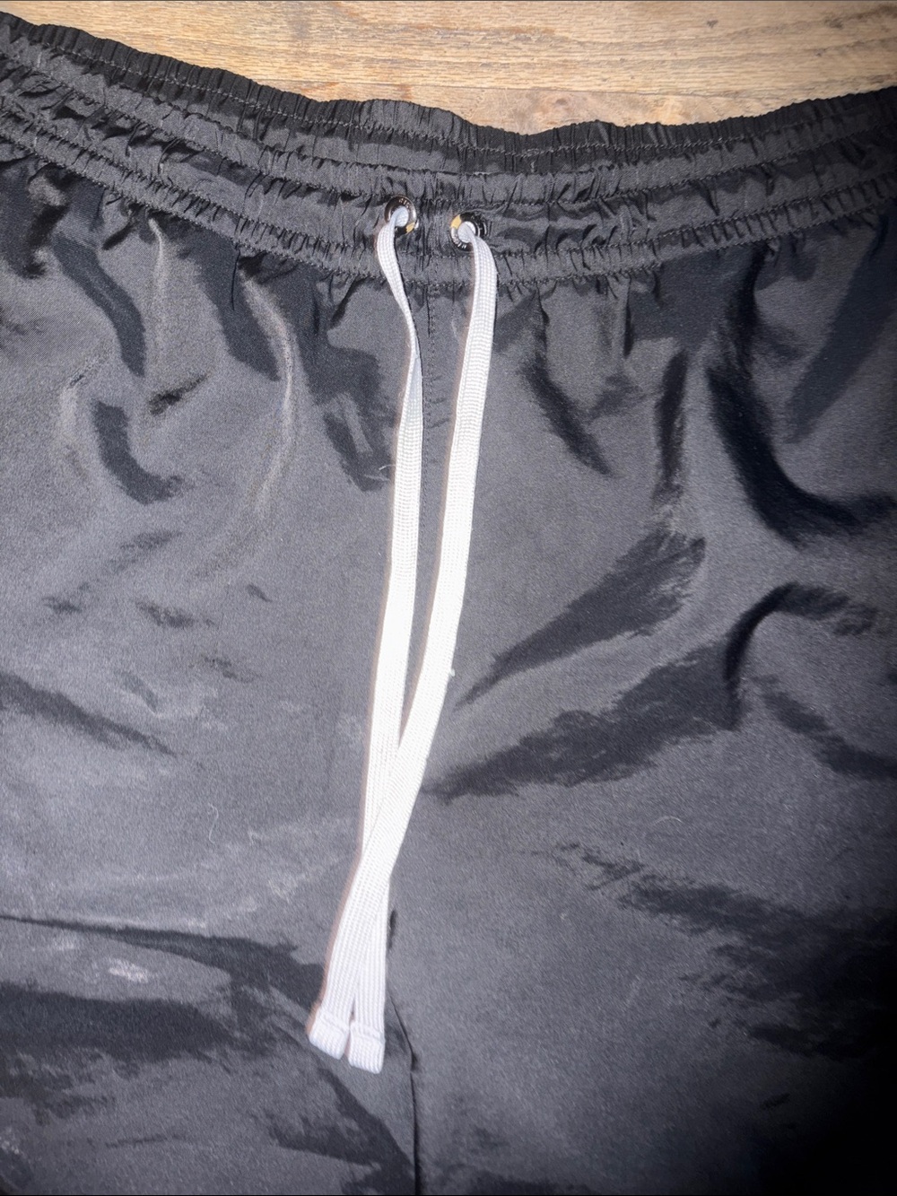 Nike Black Athletic Shorts with White Drawstring and Logo - Picture 3 of 5